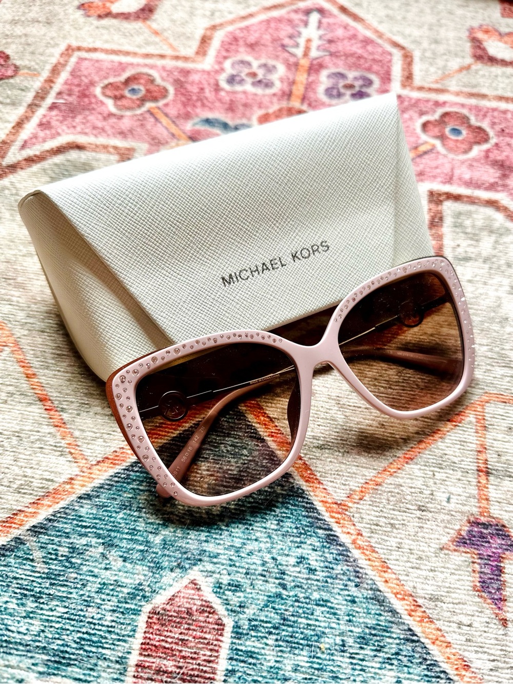 Michael Kors MK2161BU East-Hampton Pink Crystal Square Sunglasses - Picture 2 of 4